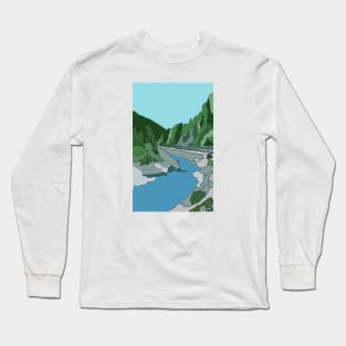 Rail journey through The Rockie Mountains in Colorado, USA - digital art Long Sleeve T-Shirt